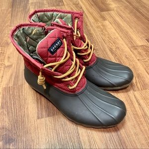 SPERRY Top Sider Saltwater Quilted Duck Boots Red
